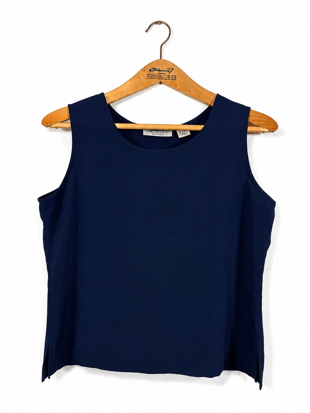 Draper's & Damon's Navy Sleeveless Blouse Top Size PL 90s Minimalism Clean Girl